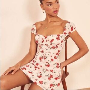 Floral Red and White jubilee dress reformation size 8